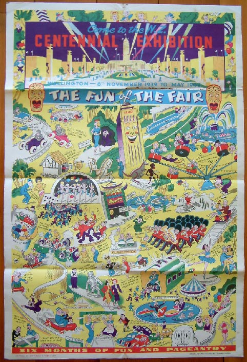 1940 New Zealand Centennial Exhibition fun map